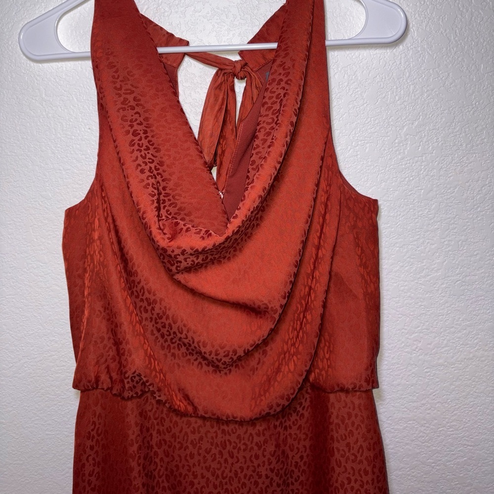 Vince Camuto Women's Rust Red Sleeveless Drape Neck Dress - Picture 2 of 5